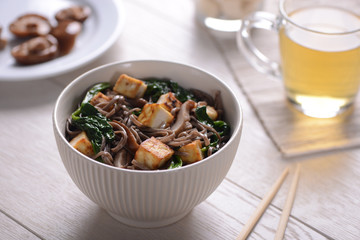 Soba with Tofu and spinach