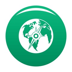 Compass on earth icon. Simple illustration of compass on earth vector icon for any design green