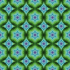 tribal mandala flower design for seamless pattern vector with blue and green color tone background