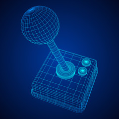 Retro video game controller gamepad joystick. Wireframe low poly mesh vector illustration © newb1