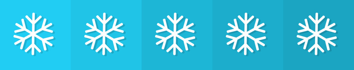 Snowflakes on blue background border.