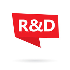 R&D (Research and development) acronym on a sticker- vector illustration