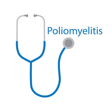 Poliomyelitis word and stethoscope icon- vector illustration