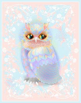 owl on the floral background