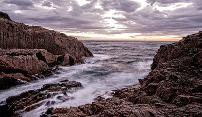 Sunrise on the mediterranean sea on the coast of Begur