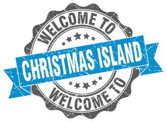 Fototapeta premium Christmas Island round ribbon seal
