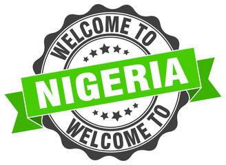 Fototapeta premium Nigeria round ribbon seal