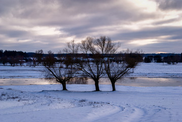 Zima w Dolinie Narwi, Podlasie, Polska