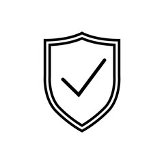 Shield line icon on white background