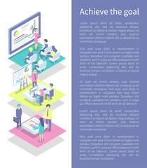 Fototapeta na wymiar Achieve Goal Poster and Text Vector Illustration