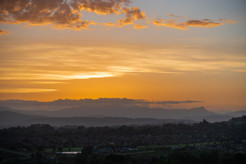 Cloudy golden sunset over Howick, South Africa.