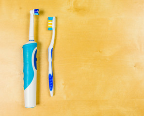 Comparison of a manual and electric toothbrush.