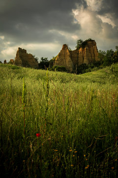 landscape with flowers and mountains, balze del valdarno, tuscany