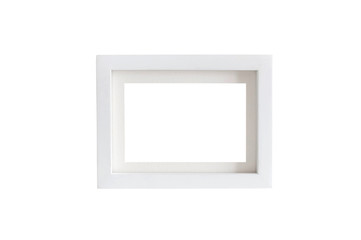 White empty photo frame on white background. Clipping paths outside and inside the frame