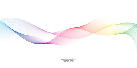 Abstract vector colorful wave line flowing isolated on white background for design elements in concept technology, music, science, A.I.
