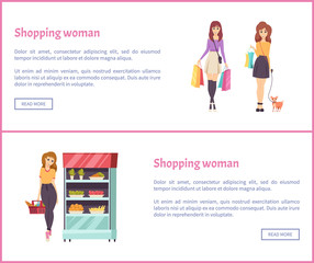 Shopping Woman Making Purchases with Friend Vector