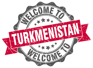 Obraz premium Turkmenistan round ribbon seal