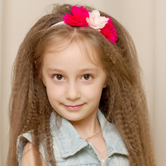 Portrait of a little girl close-up.