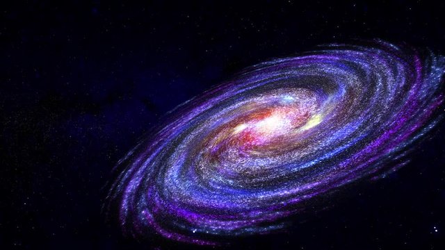 Flying Through Space Towards a Spiral Galaxy - 3D Animation.  Background Star Field Image Furnished by NASA.