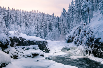 Ice snowy winter river