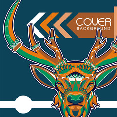 deer sketch vector graphics color head with horns - Vector