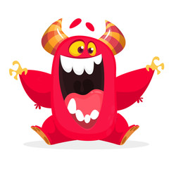 Funny  cartoon monster screaming. Vector isolated