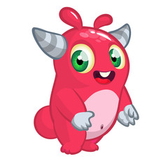 Naklejka premium Funny cartoon monster illustrated. Vector isolated