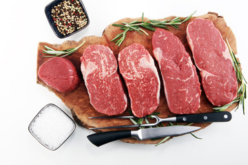 Steak raw. Barbecue Rib Eye Steak, dry Aged Wagyu Entrecote Steak.