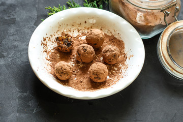 candies stuffing dried fruits (sweets handmade). top. copy space