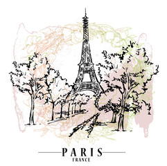 Paris vector illustration. Floral backround, vector illustration. - 243340254