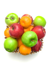 Apple, mandarin and orange in a basket