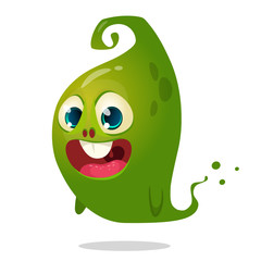 Cartoon flying  monster. Halloween vector illustration of excited monster