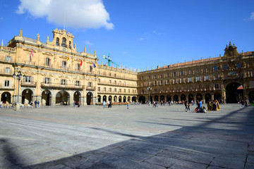 Fototapeta na wymiar Salamanca, Spain - November 15, 2018: Square Mayor of Salamanca.