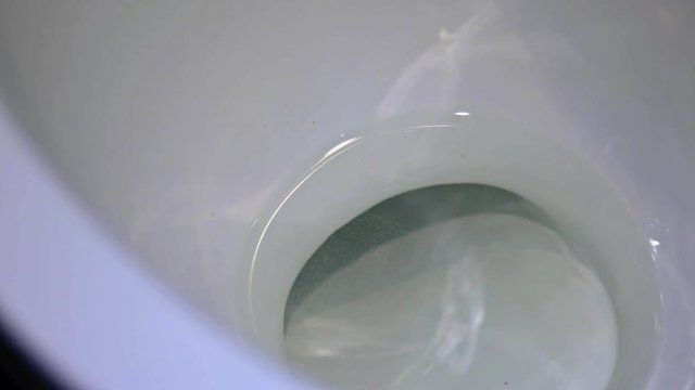 Water flushing in toilet bowl sink of WC