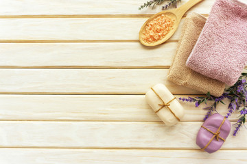 Beautiful spa composition on wooden background