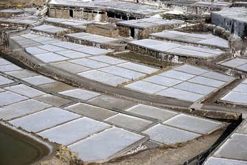 Salt terrace of salinas alanas in basque country, spain