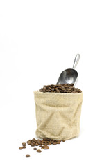Fresh roasted coffee beans isolated on white