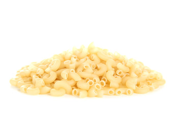 Uncooked pasta isolated on white background