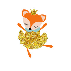 Cartoon fox with dust glitters.