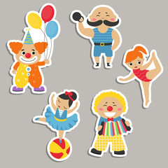 Set of circus characters.