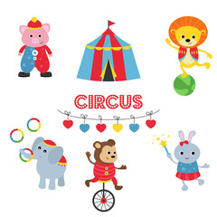 Obraz na płótnie Canvas Set of circus animals.