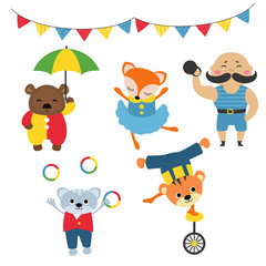 Set of circus animals.