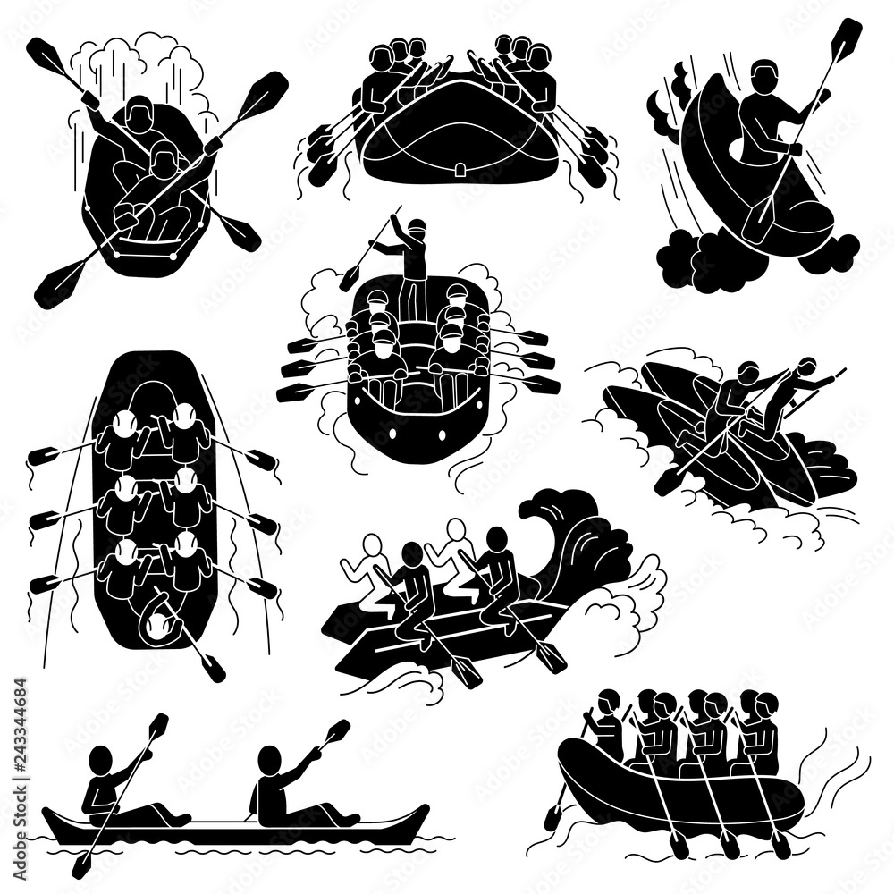 Poster rafting icons set. simple set of rafting vector icons for web design on white background