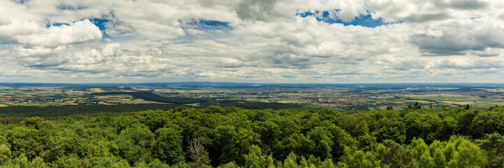 Fototapeta na wymiar Panorama of the Wetterau as seen from viewpoint Winterstein