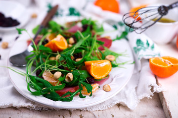 ham watercress salad clementine dressing