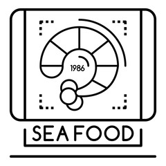 Shrimp sea food logo. Outline shrimp sea food vector logo for web design isolated on white background