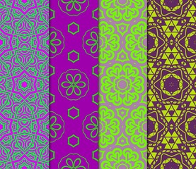 Set Of Art Deco Pattern Of Geometric Elements. Seamless Pattern. Vector Illustration. Design For Printing, Presentation, Textile Industry. Tribal Ethnic Arabic, Fashion Decorative Ornament.