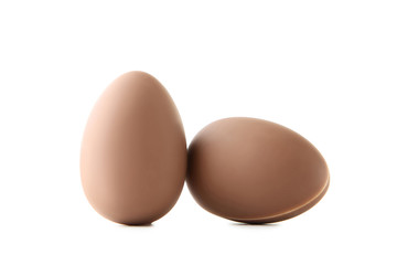 Chocolate easter eggs isolated on white