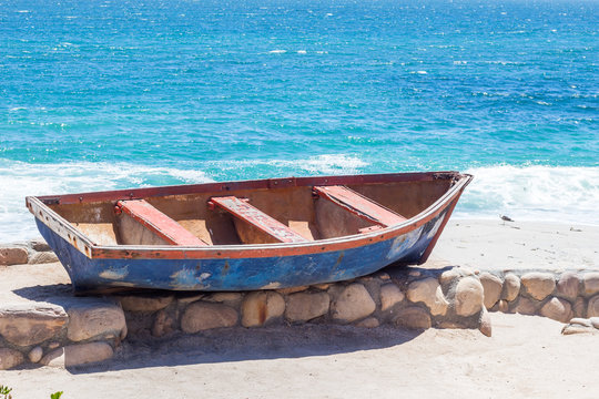 Old fishing boat at the  Muisbosskerm beach near Lambert's Bay, Western Cape, South Africa