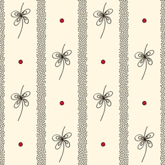 Abstract vertical stripes and stylized decor vector seamless pattern. Hand drawn stylish minimalistic ornament. Elegant ornate background for surface design, textile, wrapping paper, wallpaper, fabric